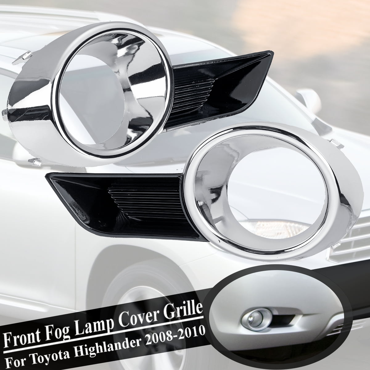 Chrome Front Fog Light Lamp Cover Trim Fit For Toyota Highlander 2008-2010